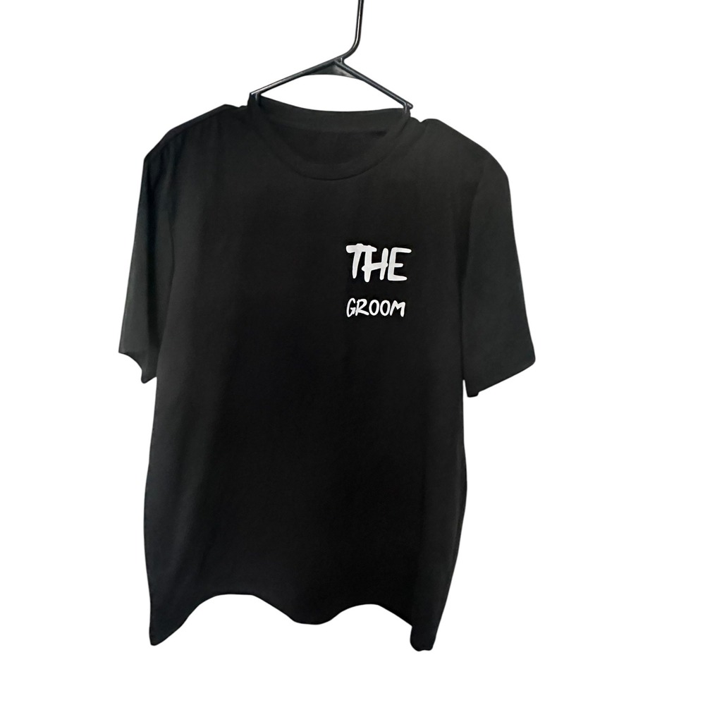Groom T-Shirt‎ Wedding Party Bachelor Celebration Black Tee Shirt Size L